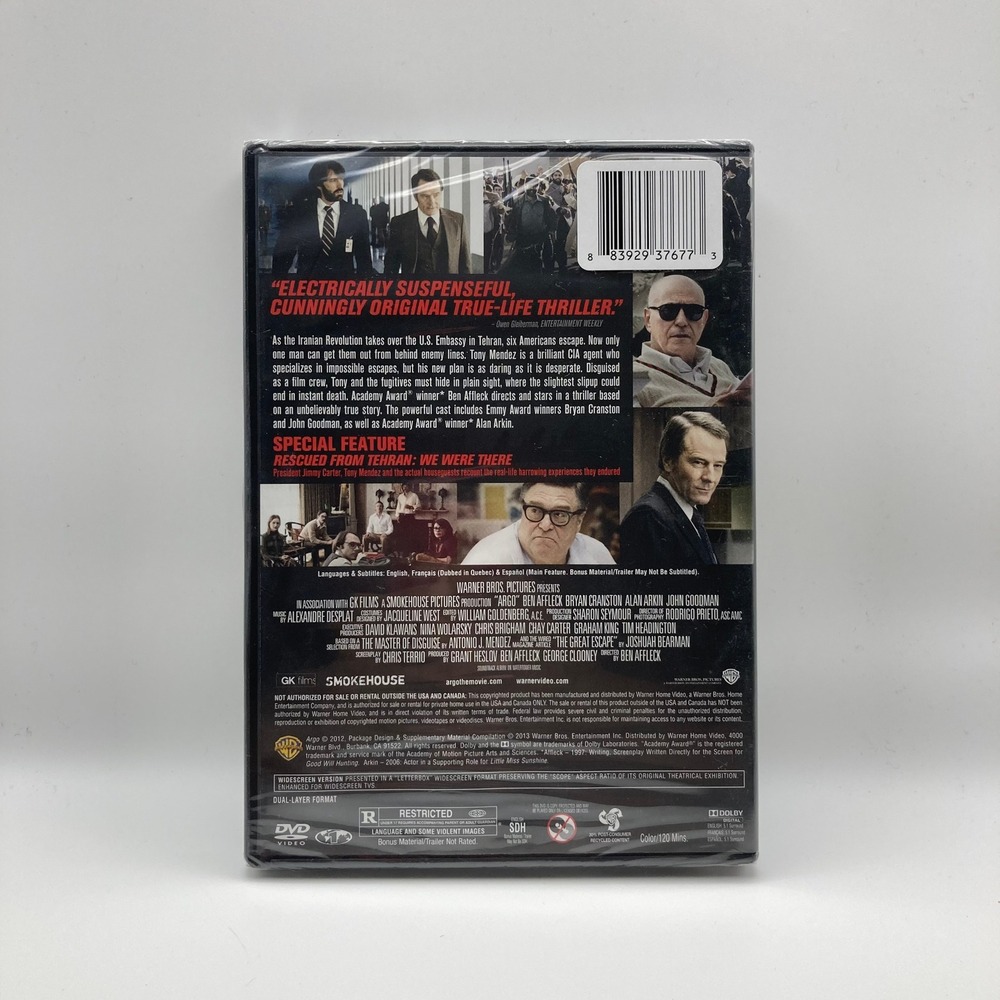Argo DVD Ben Affleck Bryan Cranston Best Picture Academy Award Winner New Sealed - Picture 2 of 2